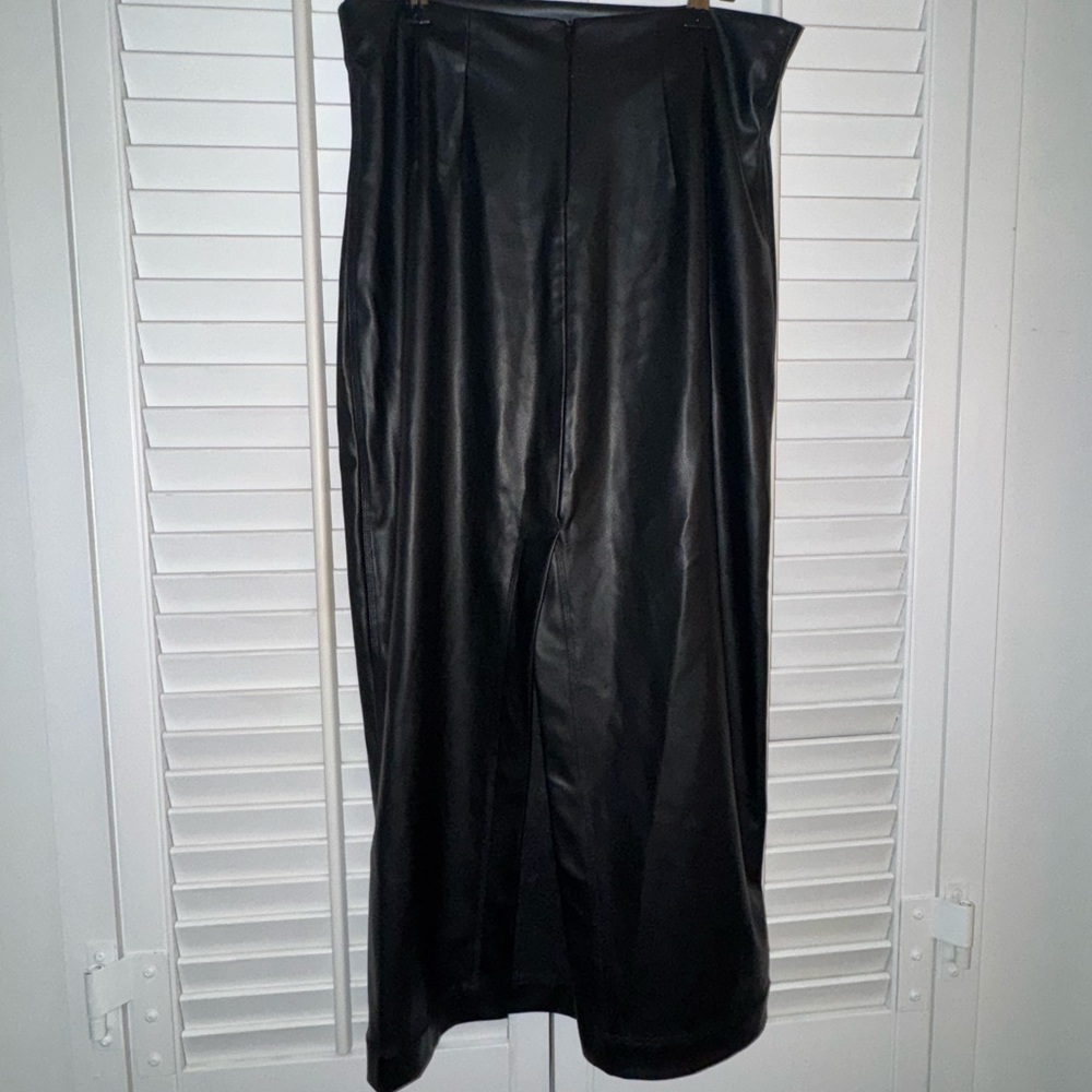 Zara Black Faux Leather Maxi Pencil Skirt